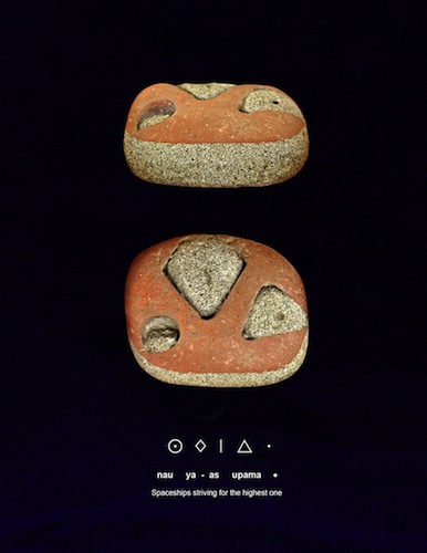 Un amuleto geométrico incrustado con figuras del Paleo-Sánscrito