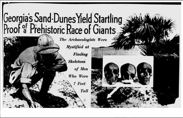 En las dunas de arena en Georgia, surgieron asombrosas pruebas de una raza de gigantes prehistóricos. Los arqueólogos estaban mistificados al encontrar esqueletos de hombres que medían 7 pies (2.13m) de alto.