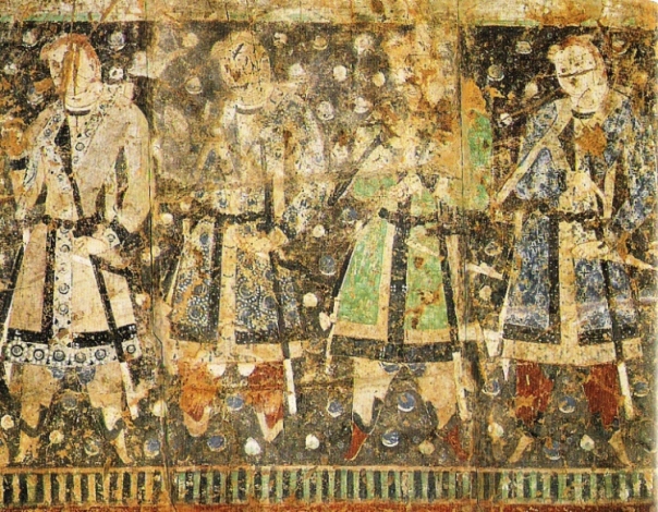 "Donantes tocarios", con cabello claro y ojos de color claro, fresco CE del siglo séptimo, Qizil, Cuenca del Tarim, Xinjiang, China.